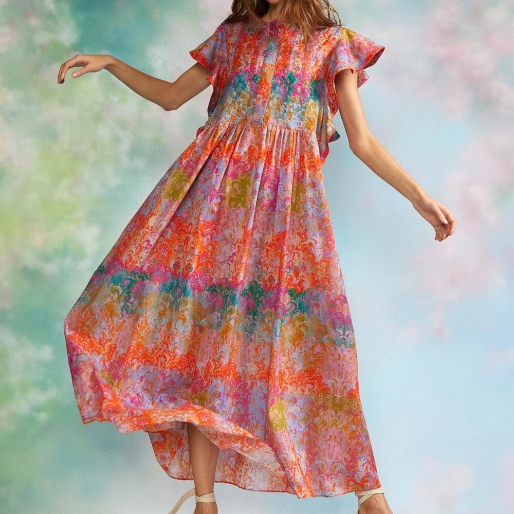 [Sold] Cynthia Rowley Nairobi Kaftan in Sunset Marble print